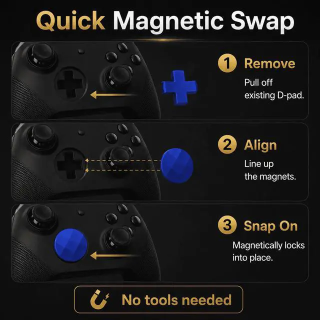 Alt view image 7 of 7 - QXWPBV 2 Pack Directional Pad Buttons for Xbox Elite Series 2 Core and Xbox One Elite Controllers, Magnetic Metal, Blue