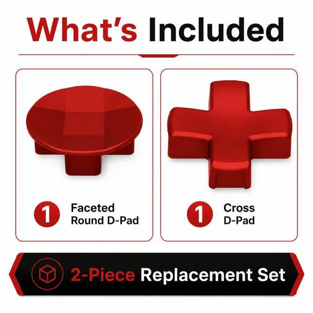Alt view image 2 of 7 - QXWPBV 2-Pack Magnetic Metal D-Pad Replacement Buttons for Xbox Elite Series 2, Series 2 Core and Xbox One Elite Controllers, Red