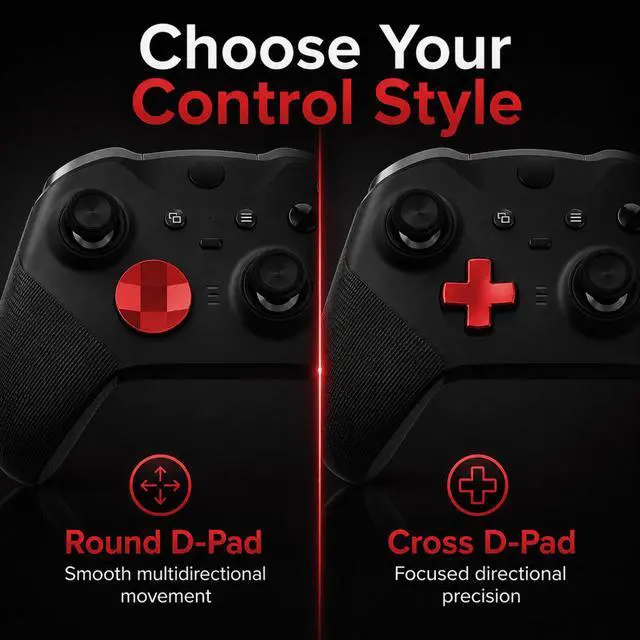 Alt view image 6 of 7 - QXWPBV 2-Pack Magnetic Metal D-Pad Replacement Buttons for Xbox Elite Series 2, Series 2 Core and Xbox One Elite Controllers, Red