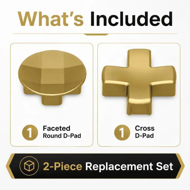 Alt view image 5 of 6 - QXWPBV 2-Pack Magnetic Stainless Steel D-Pad Replacement Buttons for Xbox Elite Series 2, Series 2 Core and Xbox One Elite Controllers, Gold
