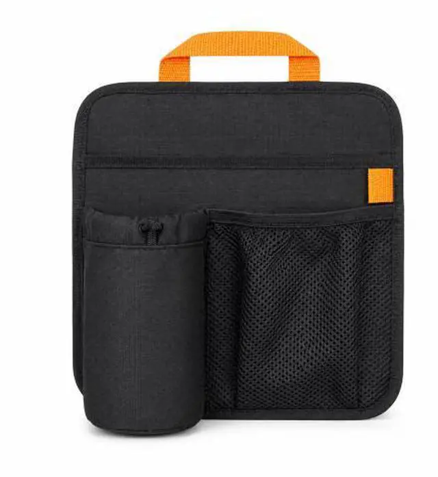 Main image of QXWPBV Camping Chair Cup Holder Organizer, Insulated Bottle Holder and Side Storage Bag with Mesh Pocket and Hook-and-Loop Straps for Beach Chair, Wheelchair and Patio Chair, Black