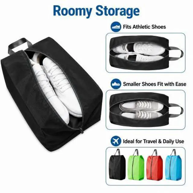 Main image of QXWPBV Travel Shoe Bags, 12 Pack Large Shoe Organizer Bags with Zipper and Handle, Water-Resistant Oxford Fabric Shoe Pouches for Travel, Closet, Gym and Storage, Assorted Colors