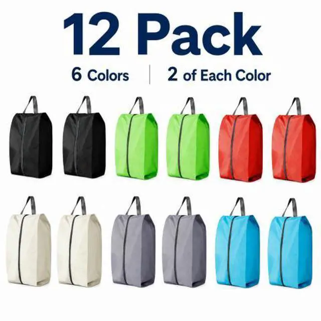 Alt view image 3 of 7 - QXWPBV Travel Shoe Bags, 12 Pack Large Shoe Organizer Bags with Zipper and Handle, Water-Resistant Oxford Fabric Shoe Pouches for Travel, Closet, Gym and Storage, Assorted Colors
