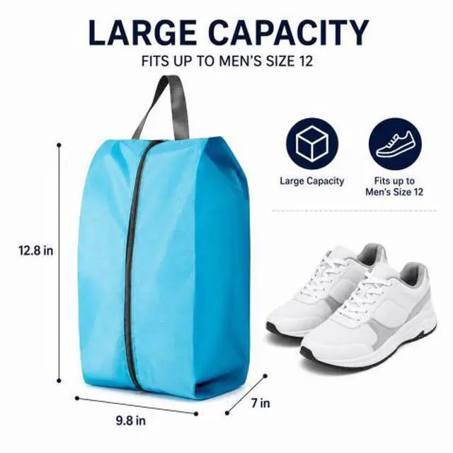 Alt view image 5 of 7 - QXWPBV Travel Shoe Bags, 12 Pack Large Shoe Organizer Bags with Zipper and Handle, Water-Resistant Oxford Fabric Shoe Pouches for Travel, Closet, Gym and Storage, Assorted Colors