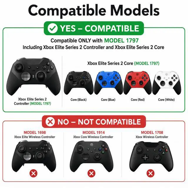 Alt view image 7 of 7 - QXWPBV 9-in-1 Replacement Kit for Xbox Elite Series 2 and Series 2 Core Model 1797 Controllers, Thumbsticks, D-Pad, Back Paddles and Storage Case, Green