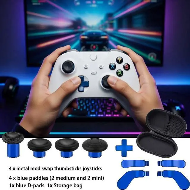 Alt view image 5 of 7 - QXWPBV Xbox Elite Series 2 Controller Replacement Thumbsticks, Magnetic Metal, Blue, Compatible with Model 1797