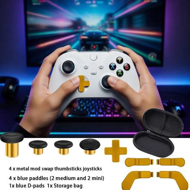 Alt view image 7 of 7 - QXWPBV Gold Metal Replacement Thumbsticks for Xbox Elite Series 2 Controller, Magnetic Joysticks Compatible with Model 1797