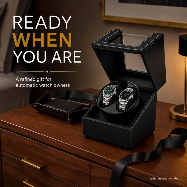 Alt view image 7 of 7 - QXWPBV Black PU Leather Watch Winder for Automatic Watches, 2-Watch Capacity