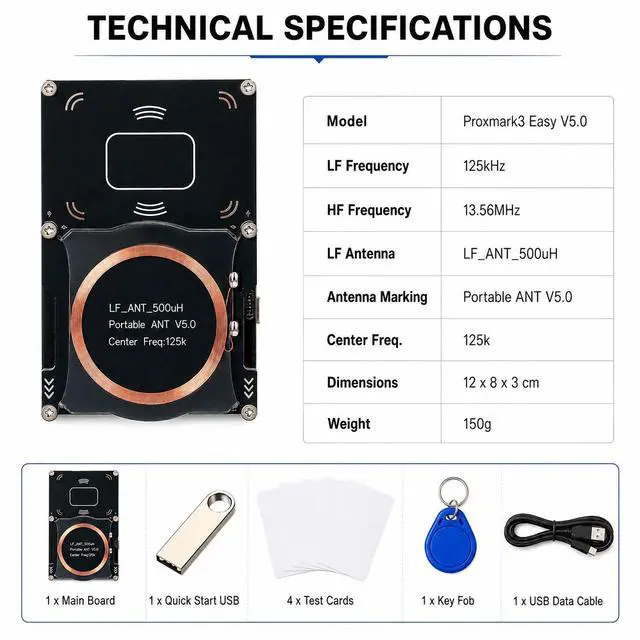 Alt view image 6 of 7 - QXWPBV Proxmark3 Easy V5.0 RFID Reader Writer Kit 125kHz/13.56MHz with Quick Start USB