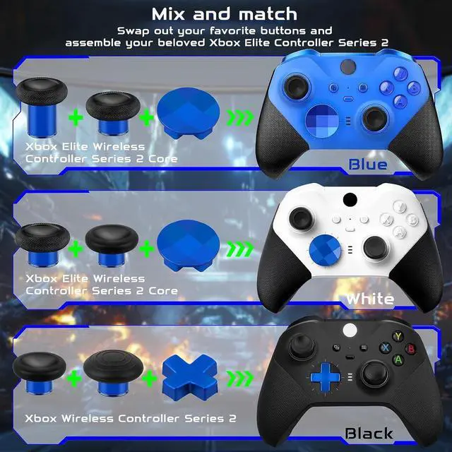 Alt view image 2 of 7 - QXWPBV Controller Replacement Parts Kit for Xbox Elite Series 2 and Series 2 Core, Model 1797, 17-Piece Set, Blue