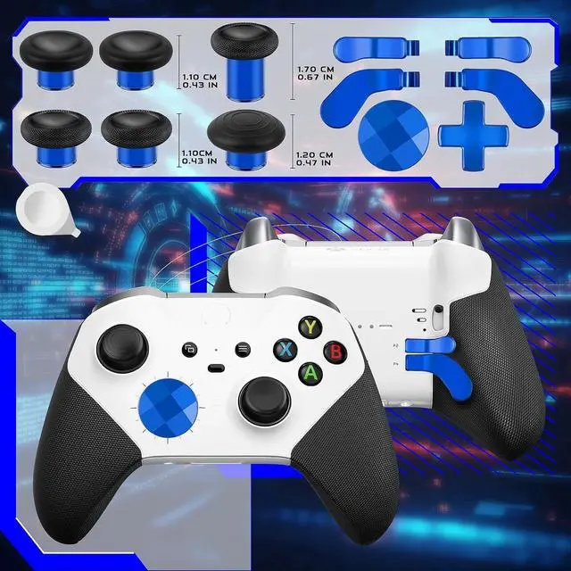 Alt view image 3 of 7 - QXWPBV Controller Replacement Parts Kit for Xbox Elite Series 2 and Series 2 Core, Model 1797, 17-Piece Set, Blue