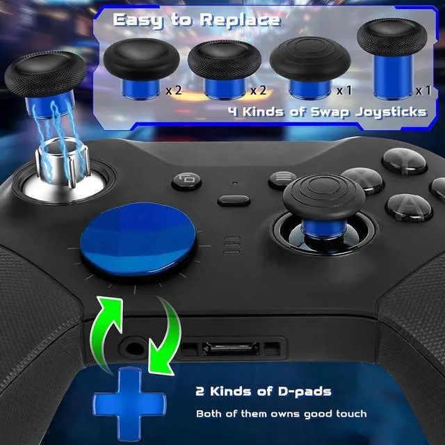 Alt view image 5 of 7 - QXWPBV Controller Replacement Parts Kit for Xbox Elite Series 2 and Series 2 Core, Model 1797, 17-Piece Set, Blue