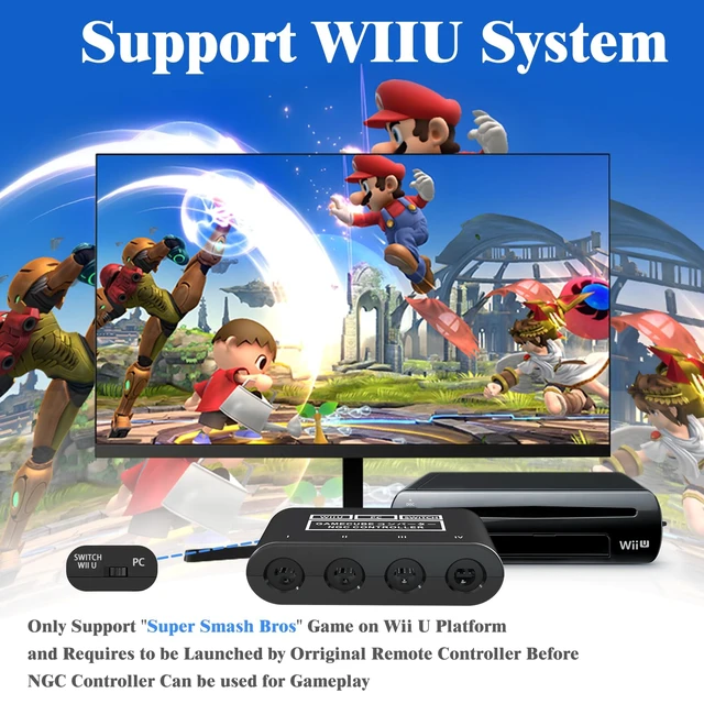 Alt view image 4 of 6 - QXWPBV GameCube Controller Adapter for Nintendo Switch, Wii U and PC, 4-Port Wired Controller Converter with Dual USB-A Connectors, Black