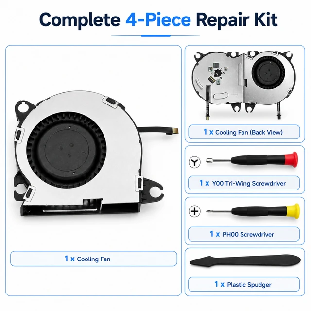 Alt view image 2 of 7 - QXWPBV Internal Cooling Fan Replacement for Nintendo Switch HAC-001 HAC-001(-01), 4-Piece Repair Kit with Tools