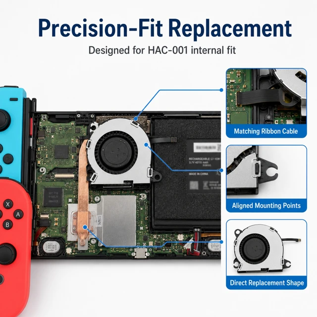 Alt view image 4 of 7 - QXWPBV Internal Cooling Fan Replacement for Nintendo Switch HAC-001 HAC-001(-01), 4-Piece Repair Kit with Tools