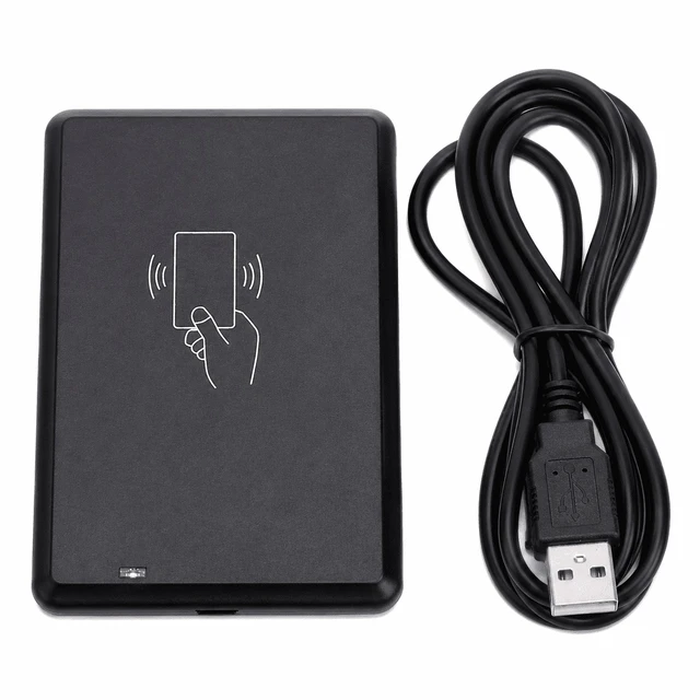 Main image of QXWPBV Dual Frequency USB RFID Card Reader, 125kHz ID & 13.56MHz IC Card Reader, Plug and Play Read-Only Card Number Reader for PC, Black