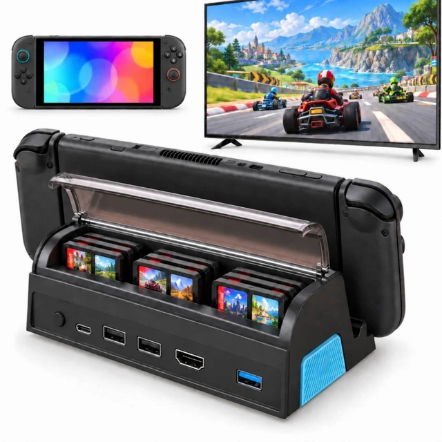 Main image of QXWPBV Switch 2 Dock for Nintendo Switch/OLED, 4K HDMI, 9-Card Storage