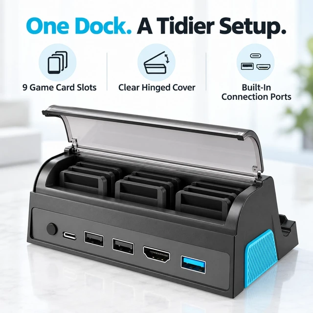Alt view image 2 of 7 - QXWPBV Switch 2 Dock for Nintendo Switch/OLED, 4K HDMI, 9-Card Storage