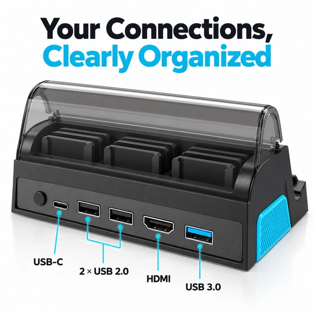 Alt view image 3 of 7 - QXWPBV Switch 2 Dock for Nintendo Switch/OLED, 4K HDMI, 9-Card Storage