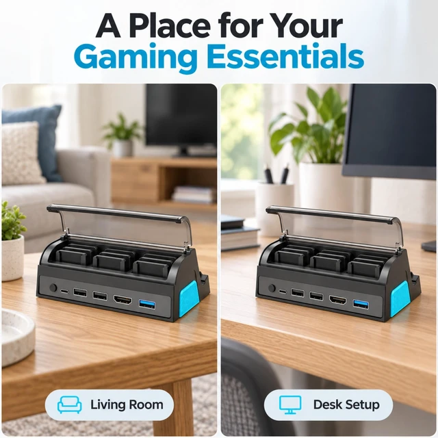 Alt view image 5 of 7 - QXWPBV Switch 2 Dock for Nintendo Switch/OLED, 4K HDMI, 9-Card Storage