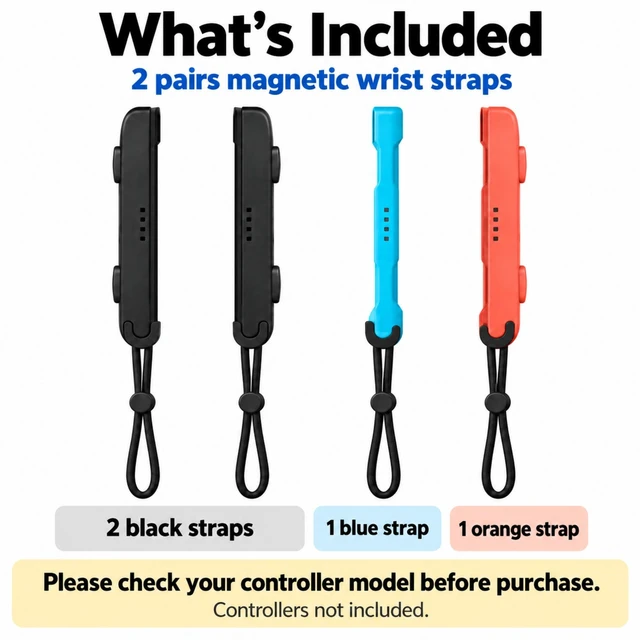 Alt view image 7 of 7 - QXWPBV 4-Pack Magnetic Wrist Straps for Switch 2 Joy-Con 2, SL/SR Buttons, Mouse Mode