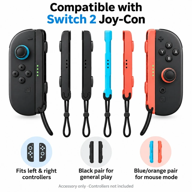 Alt view image 6 of 7 - QXWPBV 4-Pack Magnetic Wrist Straps for Switch 2 Joy-Con 2, SL/SR Buttons, Mouse Mode