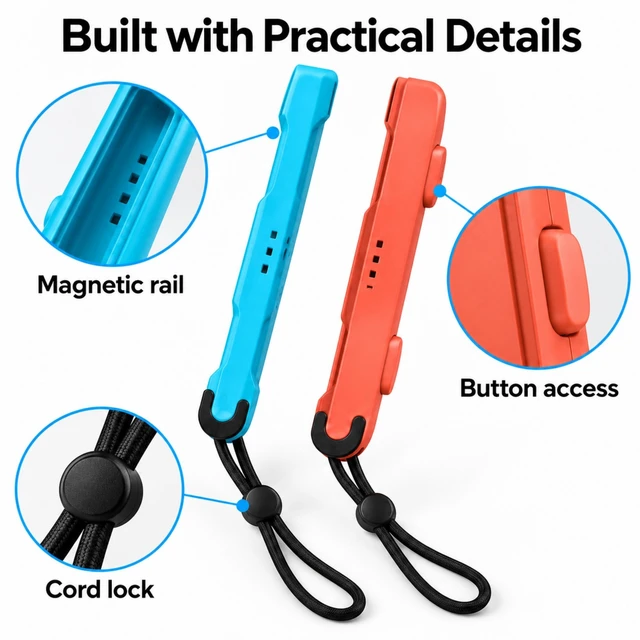 Alt view image 5 of 7 - QXWPBV 4-Pack Magnetic Wrist Straps for Switch 2 Joy-Con 2, SL/SR Buttons, Mouse Mode
