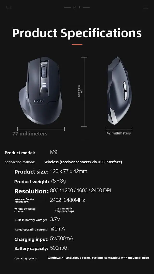 Alt view image 2 of 2 - M9 Wireless Mouse Charging Bluetooth Wired Three-Mode E-Sports Games Office Business Mute