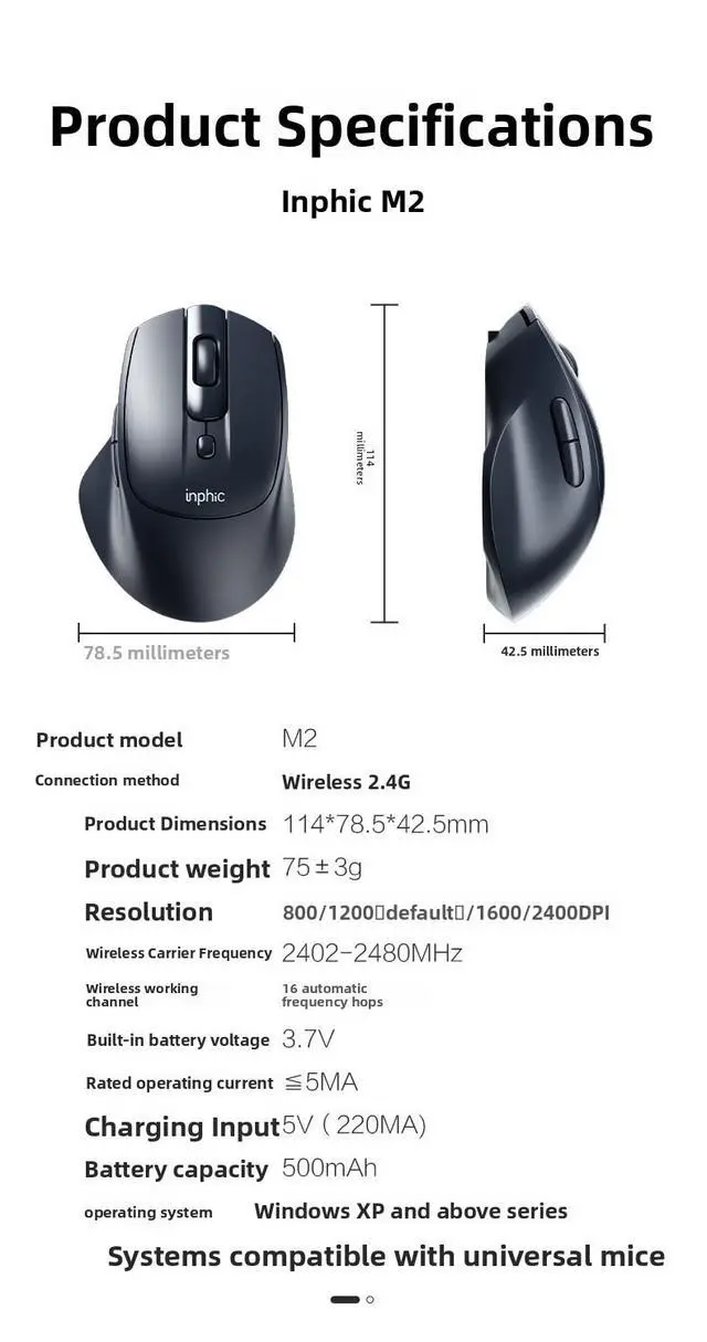 Alt view image 3 of 3 - M2 Wireless Mouse Bluetooth Wired Three-Mode Rechargeable Office Home E-Sports Games Engineering