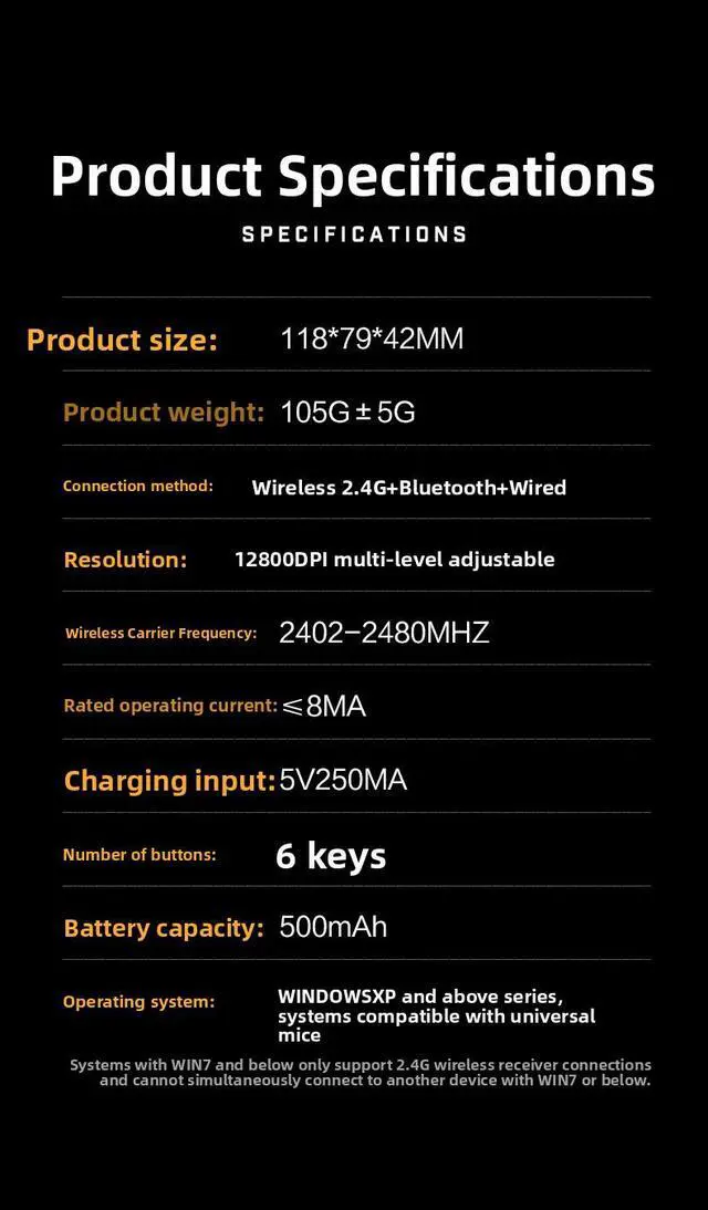 Alt view image 2 of 2 - A9 Bluetooth Wireless Mouse Three Model Wired Mute Rechargeable E-Sports Games Office Home