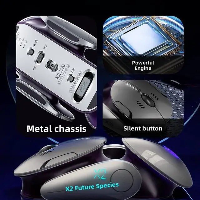 Alt view image 3 of 3 - X2 Bluetooth Wireless Three-Mode Mouse Mute Charging Luminous Business Office E-Sports Games