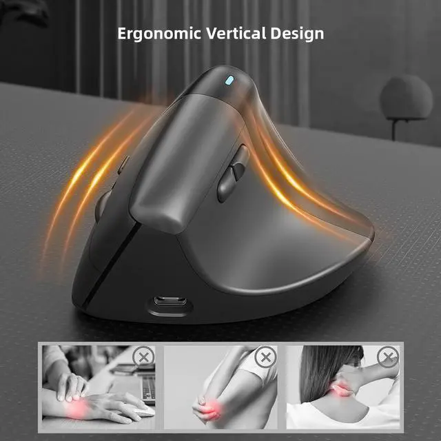 Alt view image 2 of 5 - V30 Wireless Bluetooth Dual-Mode Vertical Mouse - Office Quiet Vertical Ergonomic Mouse