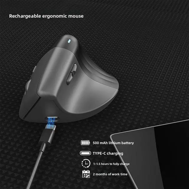 Alt view image 3 of 5 - V30 Wireless Bluetooth Dual-Mode Vertical Mouse - Office Quiet Vertical Ergonomic Mouse