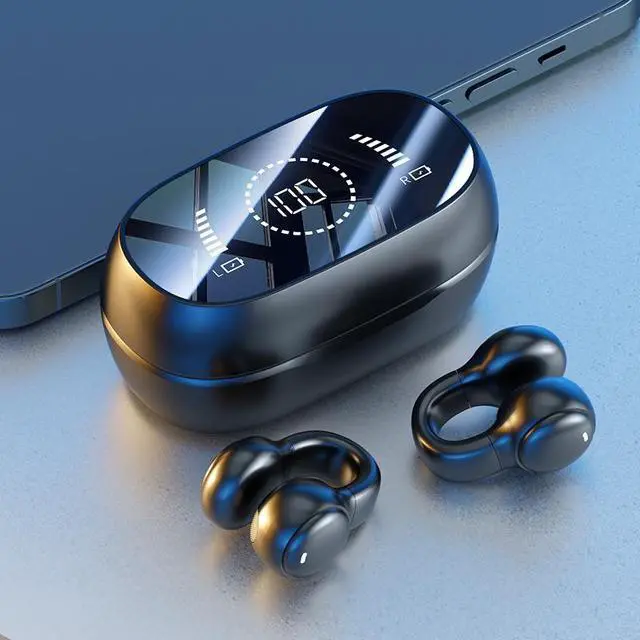 Alt view image 2 of 4 - M47 Clip-On Bluetooth Headphones, Bone Conduction Non-In-Ear Sports Earphones with Digital Display & Long Battery Life