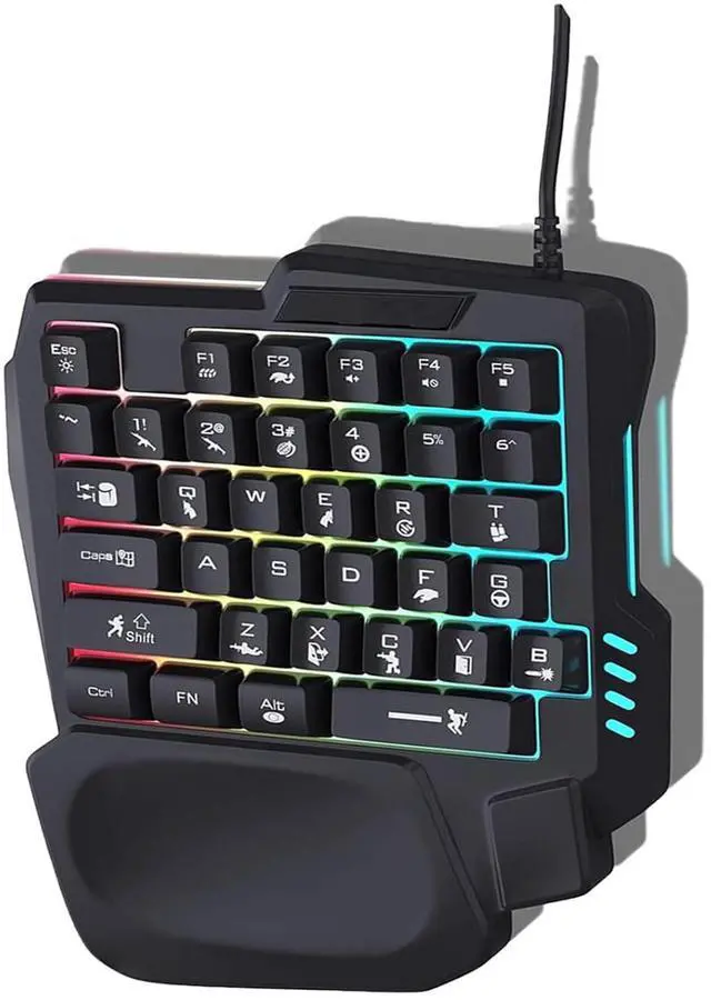 Main image of DOCTOR METAL One-Handed Gaming Keyboard, 35 Keys, 3 Color Backlight, Wide Palm Rest, Gaming Keyboard for Computer for Mobile Games