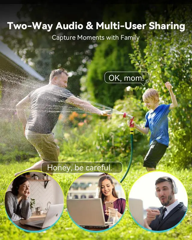 Alt view image 5 of 7 - 2Pack Security Cameras Outdoor Wired, 2K 360° PTZ Outdoor Security Camera, Weatherproof, 24/7 Recording with SD Card, Color Night Vision, AI Human Tracking, 2.4/5GHz WiFi6, Work with Alexa