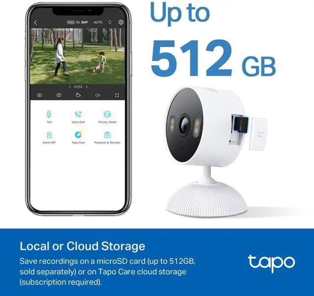 Alt view image 7 of 7 - 2K Indoor/Outdoor Wired Security Camera - Works as a Baby Monitor & Pet Camera, Person/Motion/Baby Cry Detection, 2-Way Audio, Siren, Subscription-Free Local Storage or Optional Cloud, C113