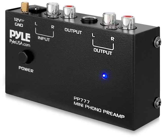 Main image of Mini Phono Turntable Preamp - Stereo Preamplifier with RCA Input/Output - Low Noise - Powered by 12V DC Adapter - Ideal for Vinyl & Phonographs - PP777