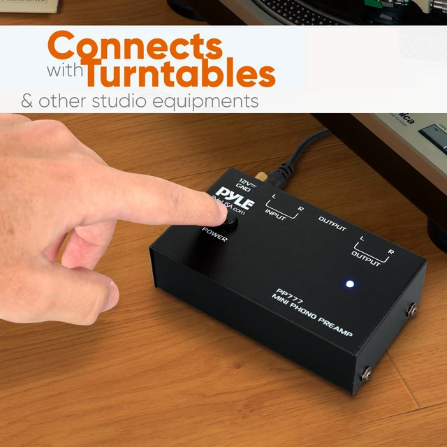 Alt view image 4 of 7 - Mini Phono Turntable Preamp - Stereo Preamplifier with RCA Input/Output - Low Noise - Powered by 12V DC Adapter - Ideal for Vinyl & Phonographs - PP777