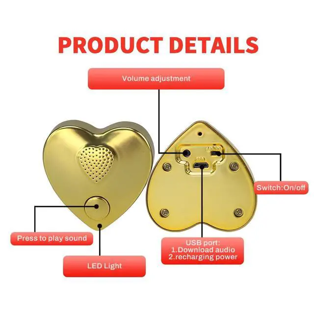 Alt view image 3 of 7 - 16min Voice Recorder, USB Downloadable Sound Recorder Chips Module for Stuffed Animals, Mother's Day Valentine's Day Christmas Plush Toy,Manual DIY Creative Sound Presents for Boys, Girls (Gold)