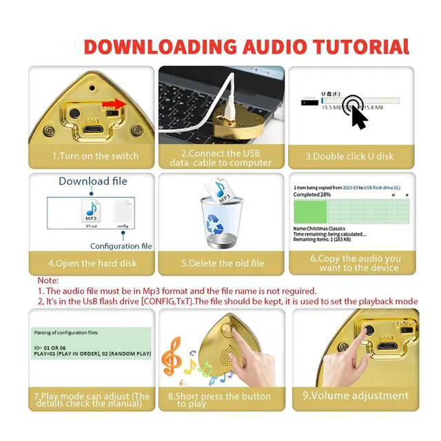 Alt view image 5 of 7 - 16min Voice Recorder, USB Downloadable Sound Recorder Chips Module for Stuffed Animals, Mother's Day Valentine's Day Christmas Plush Toy,Manual DIY Creative Sound Presents for Boys, Girls (Gold)