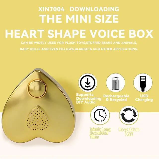 Alt view image 7 of 7 - 16min Voice Recorder, USB Downloadable Sound Recorder Chips Module for Stuffed Animals, Mother's Day Valentine's Day Christmas Plush Toy,Manual DIY Creative Sound Presents for Boys, Girls (Gold)