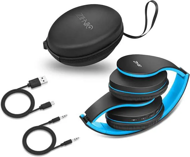 Alt view image 6 of 6 - Bluetooth Headphones Over-Ear, Black/Blue