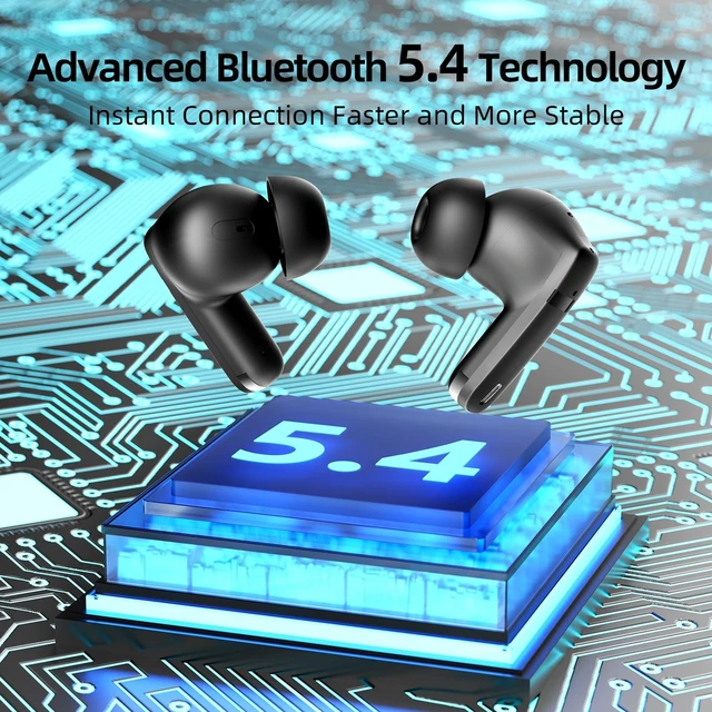 Alt view image 6 of 7 - Wireless Earbuds, 100H Bluetooth 5.4 Headphones, ENC+ ANC Noise Cancelling Touch Control True Wireless Bluetooth Ear Buds,Stereo Deep Bass Bluetooth Headset for Sports/Workout/Gym (Black)