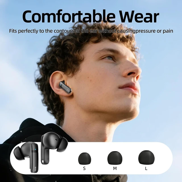 Alt view image 7 of 7 - Wireless Earbuds, 100H Bluetooth 5.4 Headphones, ENC+ ANC Noise Cancelling Touch Control True Wireless Bluetooth Ear Buds,Stereo Deep Bass Bluetooth Headset for Sports/Workout/Gym (Black)