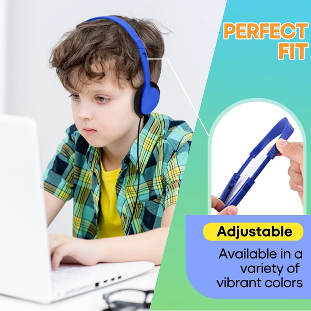 Alt view image 5 of 7 - 100 Pack Bulk Headphones for Classroom School Kids, Wholesale Class Set Durable Headset for Student Boys Girls Adults, Wired Earphones with 3.5mm Jack for Computer Chromebook (HY857,100 Mixed)