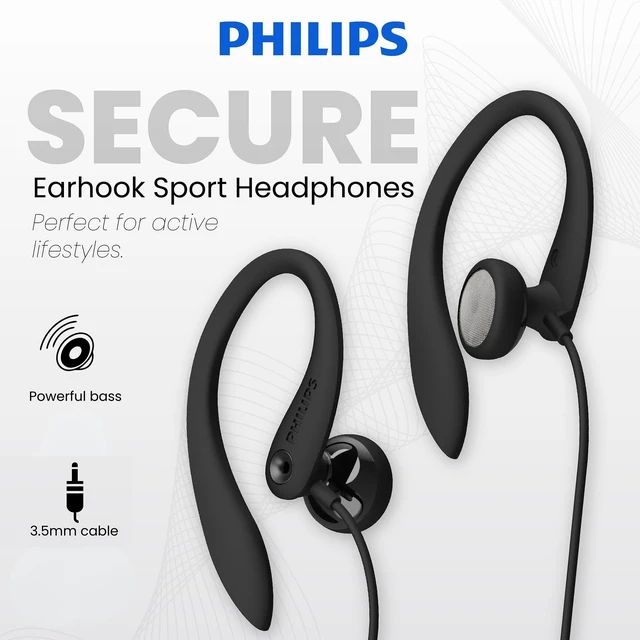 Alt view image 2 of 7 - SHS3200BK Flexible Earhook Headphones, Black