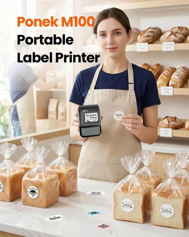 Alt view image 3 of 7 - Label Maker Machine with 3 Tapes, Portable Bluetooth Theraml Printer, Black