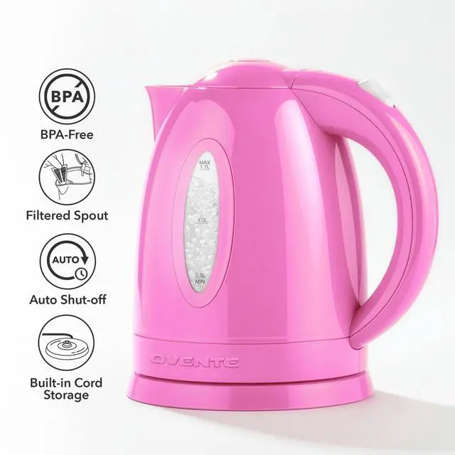 Alt view image 3 of 7 - 1.7L Electric Kettle with 1100W Fast Boiling Water, Pink KP72P
