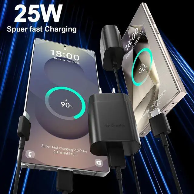 Alt view image 2 of 7 - 25W USB C Charger,Super Fast Charging Block, Type-C Power Adapter. The Mobile Phone Charger is Suitable for Samsung Galaxy S25/S24 S23 S22 S21 Ultra/S20/S20 Ultra/Note 20 Ultra,Android